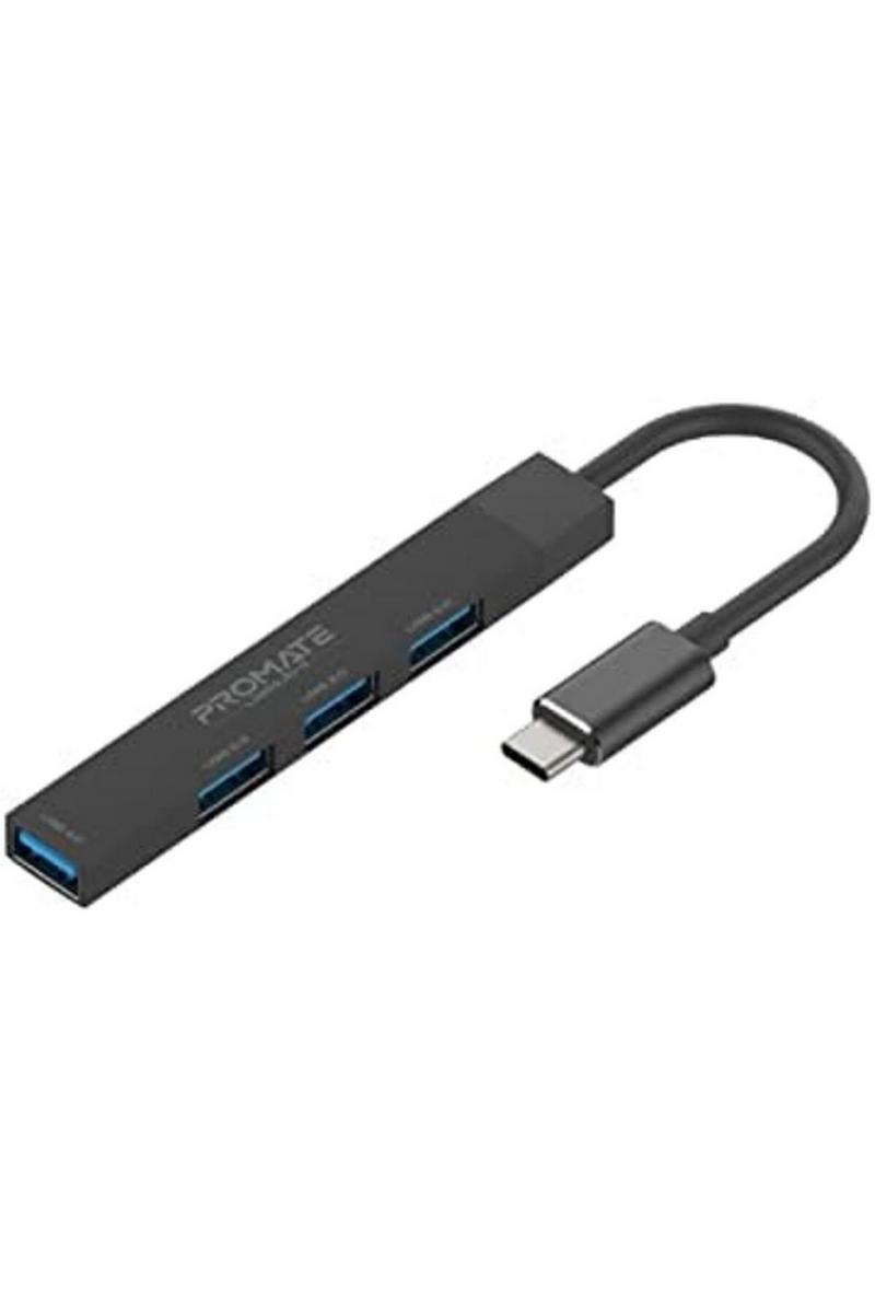 موزع USB-C من بروميت ، محول مزامنة / شحن من النوع C 4 في 1 مع محول USB-A ، منفذ USB 3.0 بسرعة 5 جيجابت في الثانية ، منافذ USB 2.0 بسرعة 480 ميجابت في الثانية وتصميم ألومنيوم مضغوط لأجهزة ماك بوك برو ، — صورة 1