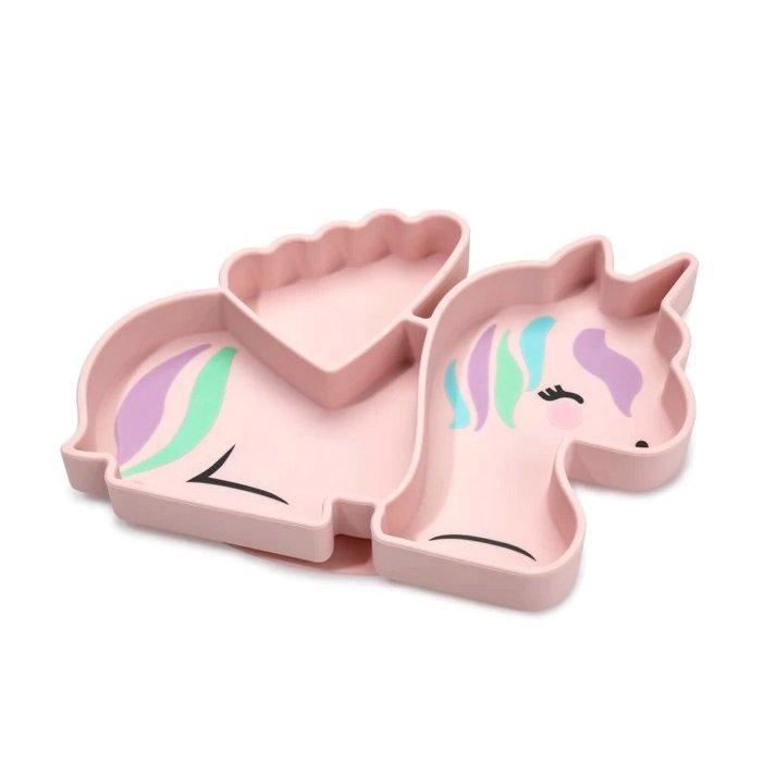 Melii, Divided Silicone Suction Plate Pink Unicorn 1