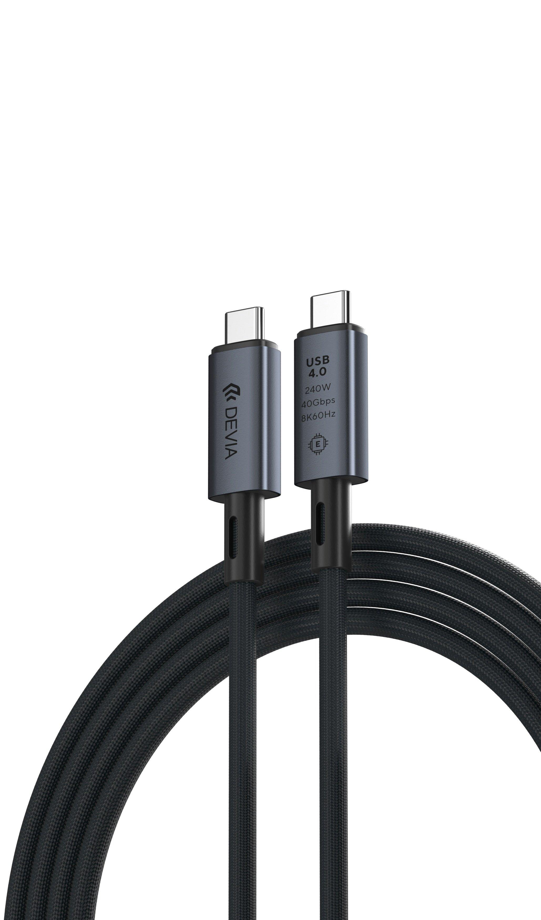 devia Devia Extreme Speed Series USB4 0 Full Functional Cable usbc 1 M 240W , Color: Black, Device Type: Connectivity Device, Material: Fabric, Product Type: Charging Cable, Device Size Compatibility: 1, USB-C, 240, 2 Years