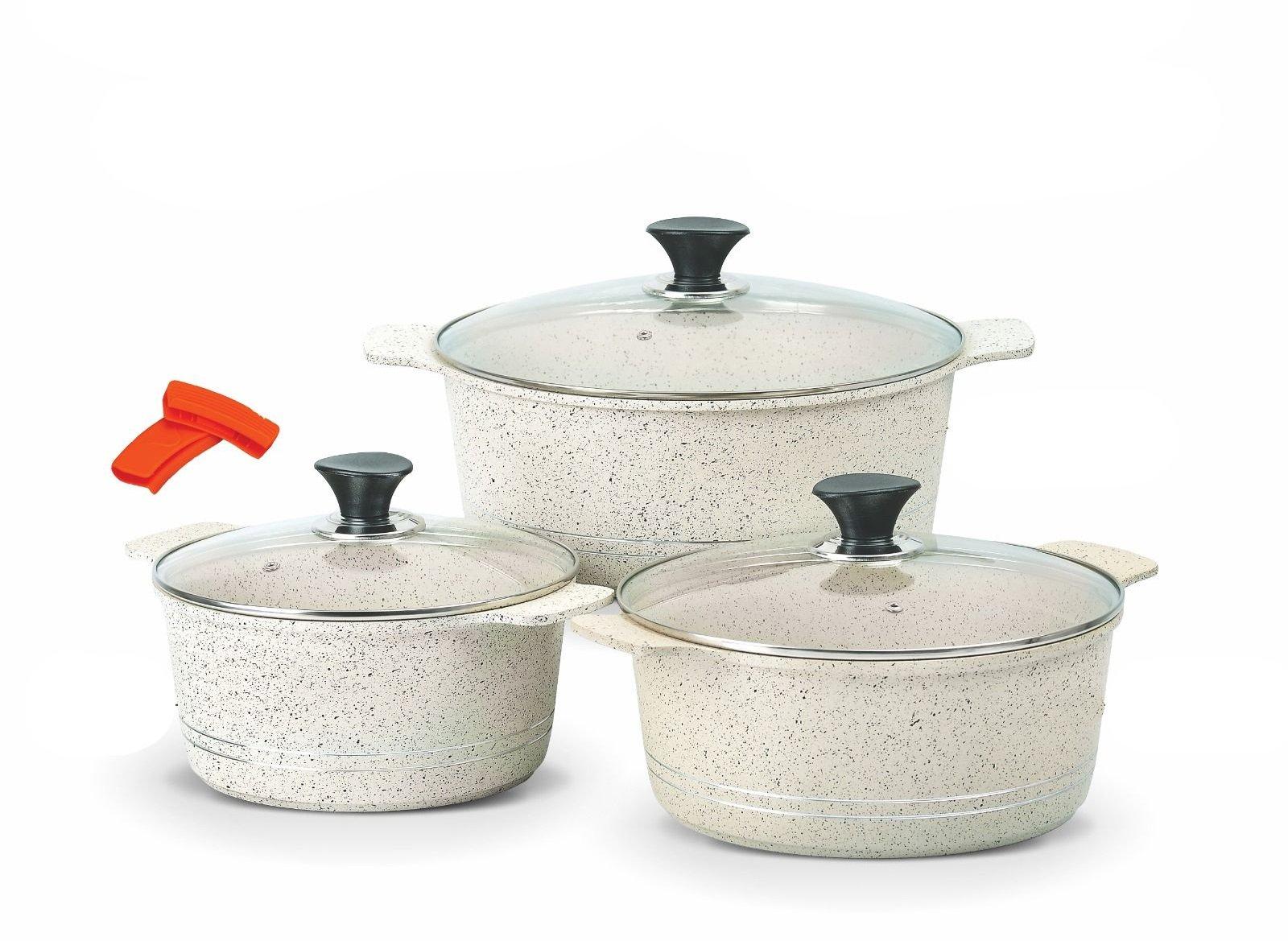 Sonex Omega Super 8pcs Cookware Set, Nonstick Aluminum Pots, White - eXtra