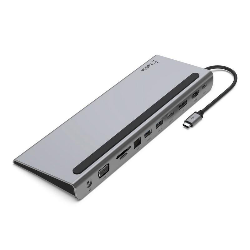 BELKIN Connect محطة USB‑C 11‑في‑1 - متعدد المنافذ - HDMI 4K - رمادي