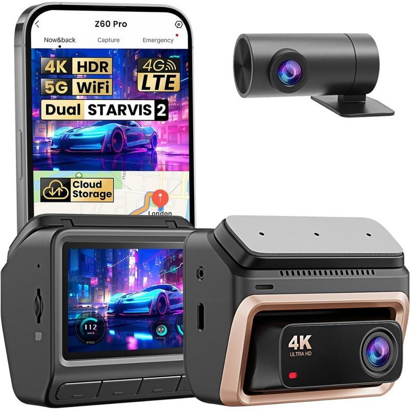 دى دى باى، داش كام Z60 Pro أمامية وخلفية بدقة 4K مع GPS وWi-Fi هدية ذاكرة 128 + كيبل الفيوز