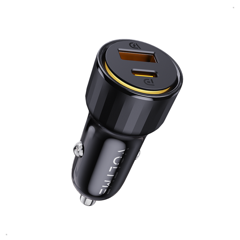 شاحن سيارة ڤولتمي كازو بمنفذ USB-C ومنفذ USB-C وبقوة 48 واط - أسود