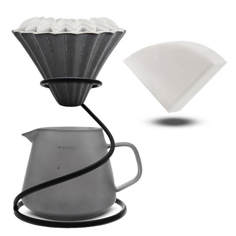 مجموعة V60 ابريق و قمع تقطير و قاعدة معدنية مع نوعين فلاتر ورقية — صورة 1