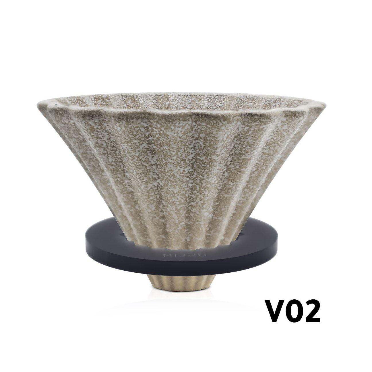 ميبرو Mibru Coffee Ceramic Dripper Zigzag V02 1-4 Cups Acrylic Base