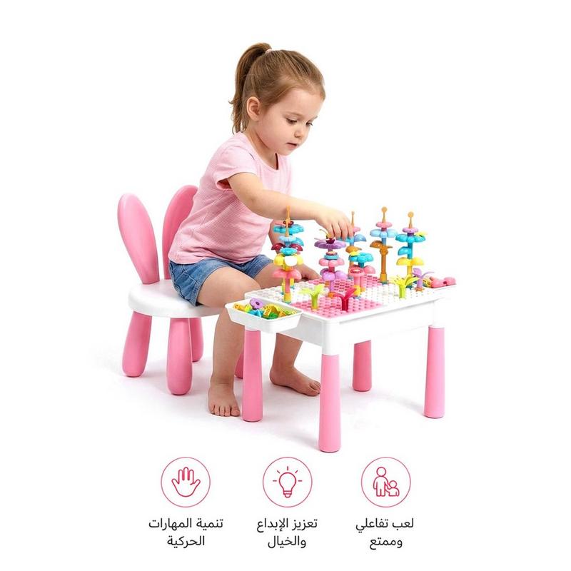 Kids building blocks table for children – 89 pieces (3-in-1)