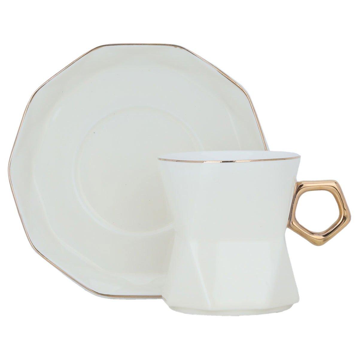 Al saif gallery 12-piece porcelain coffee cup and saucer set, cream - eXtra