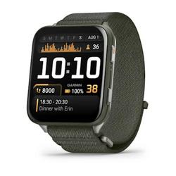Venu® x1 moss with titanium caseback and moss comfortfit nylon band 2