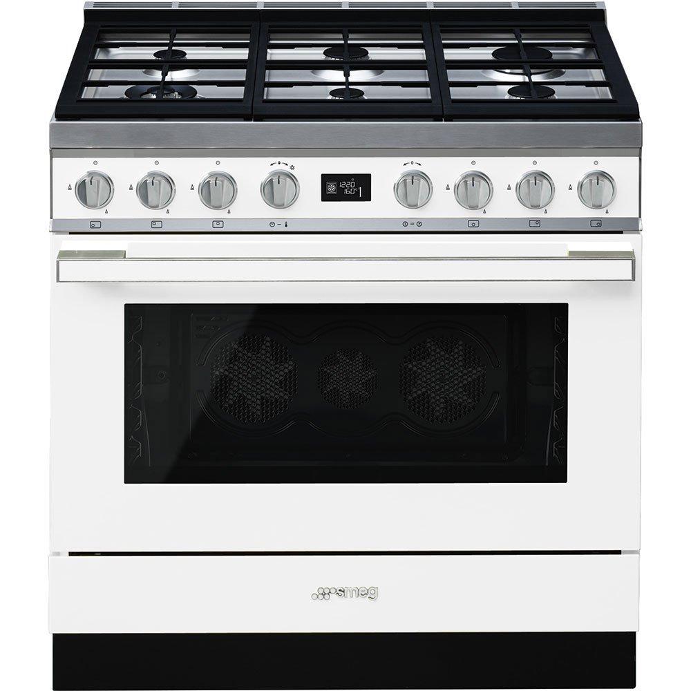 smeg Smeg 90cm Freestanding Gas Cooker Hob 6 Burners Full Electric Oven , Appliance Type: Stove & Oven, Number of Burners / Zones: 6, Installation Type: Freestanding, Knob, 2 Years