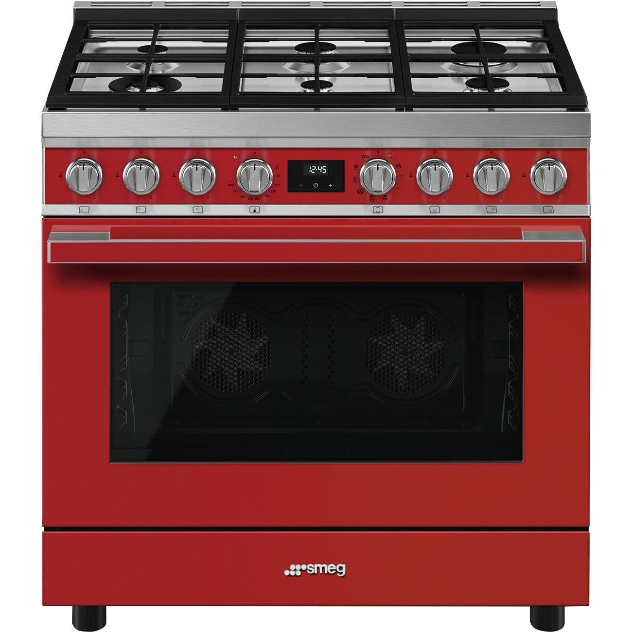 smeg Smeg 90cm Freestanding Gas Hob 129000 ml , Appliance Type: Stove & Oven, Fuel Type: Multi-Fuel, Oven/Chamber Capacity: 129, 6, Digital, Freestanding, Knobs, 2 Years, Dimensions of the product HxWxD (mm): 900x900x600 mm