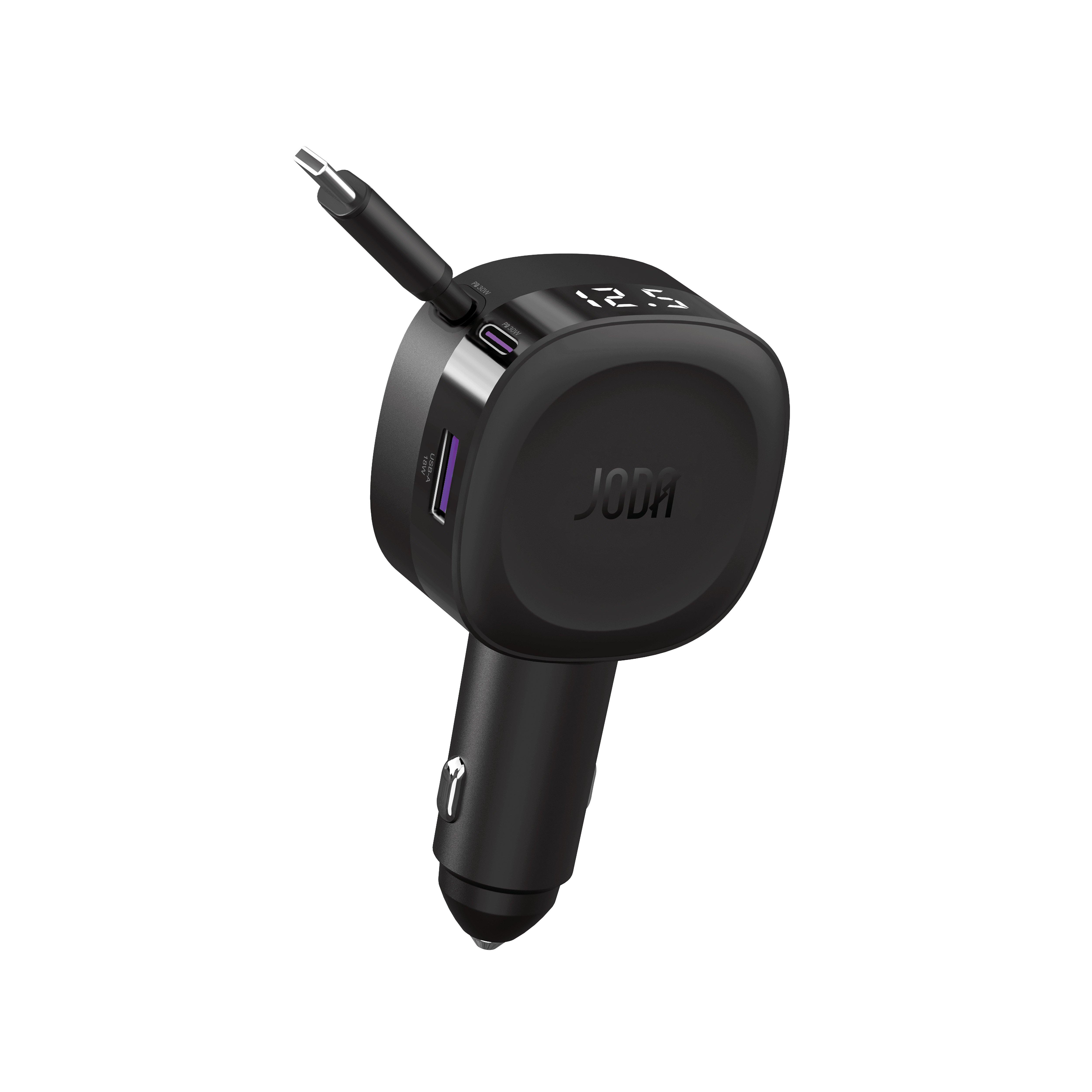 Joda carflex 60w car charger with built-in cable 2-port 1usb-c , 1usb-a ...