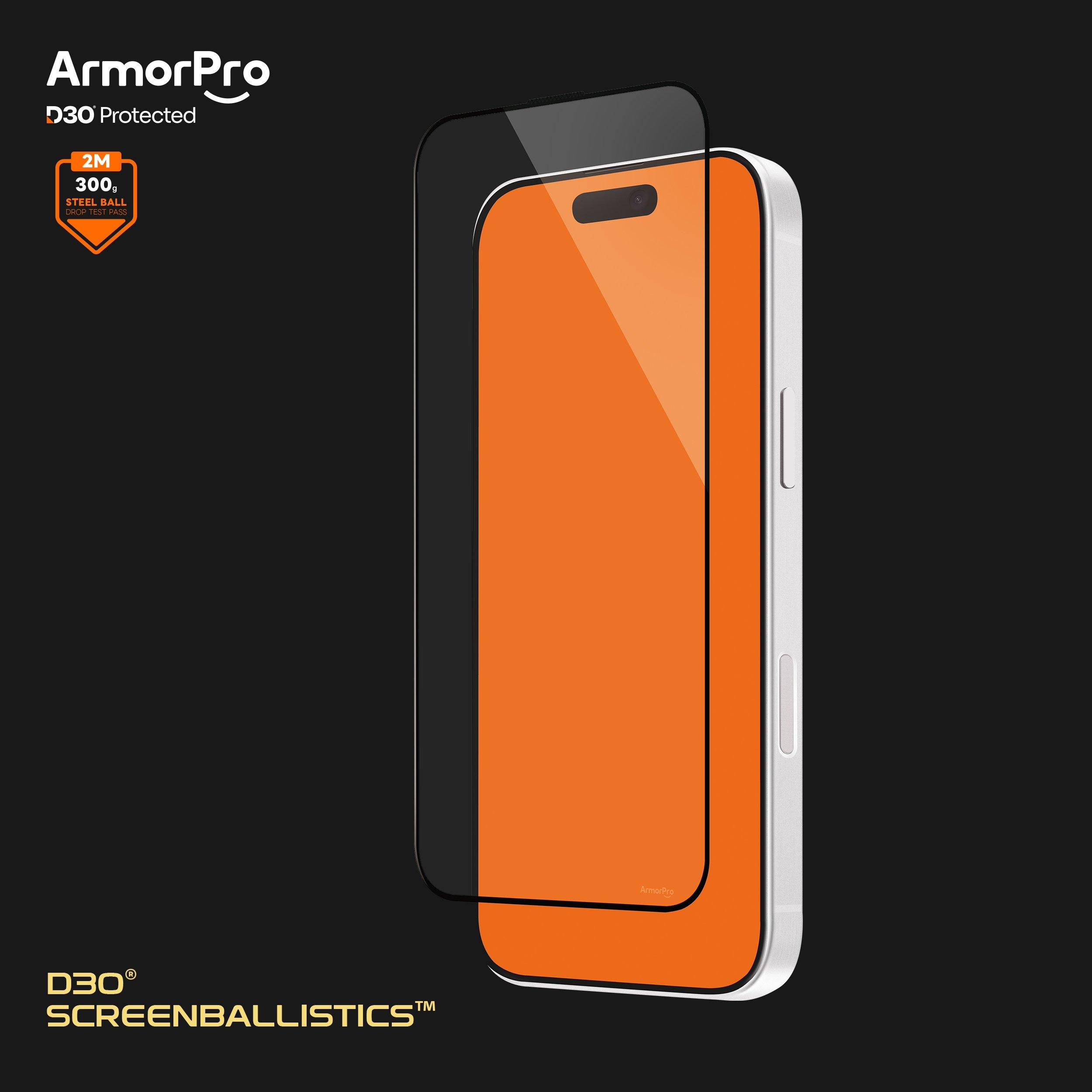 Armorpro d3o screen protector hd for iphone 16 من آرمور برو. إكسسوار صوتي عملي ومناسب للاستخدام اليومي مع الأجهزة الحديثة.