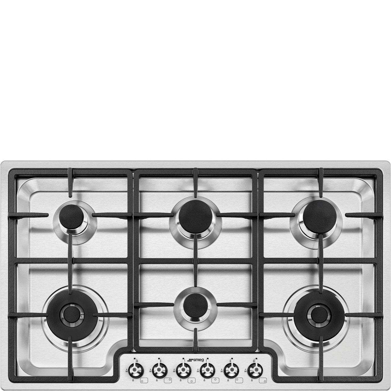 smeg Smeg 90cm built-in Gas Hob 6 Burners Stainless Steel 2 YEARS , Appliance Type: Cooktop / Hob, Fuel Type: Gas, Number of Burners / Zones: 6, Built-in, Knob, 2 Years