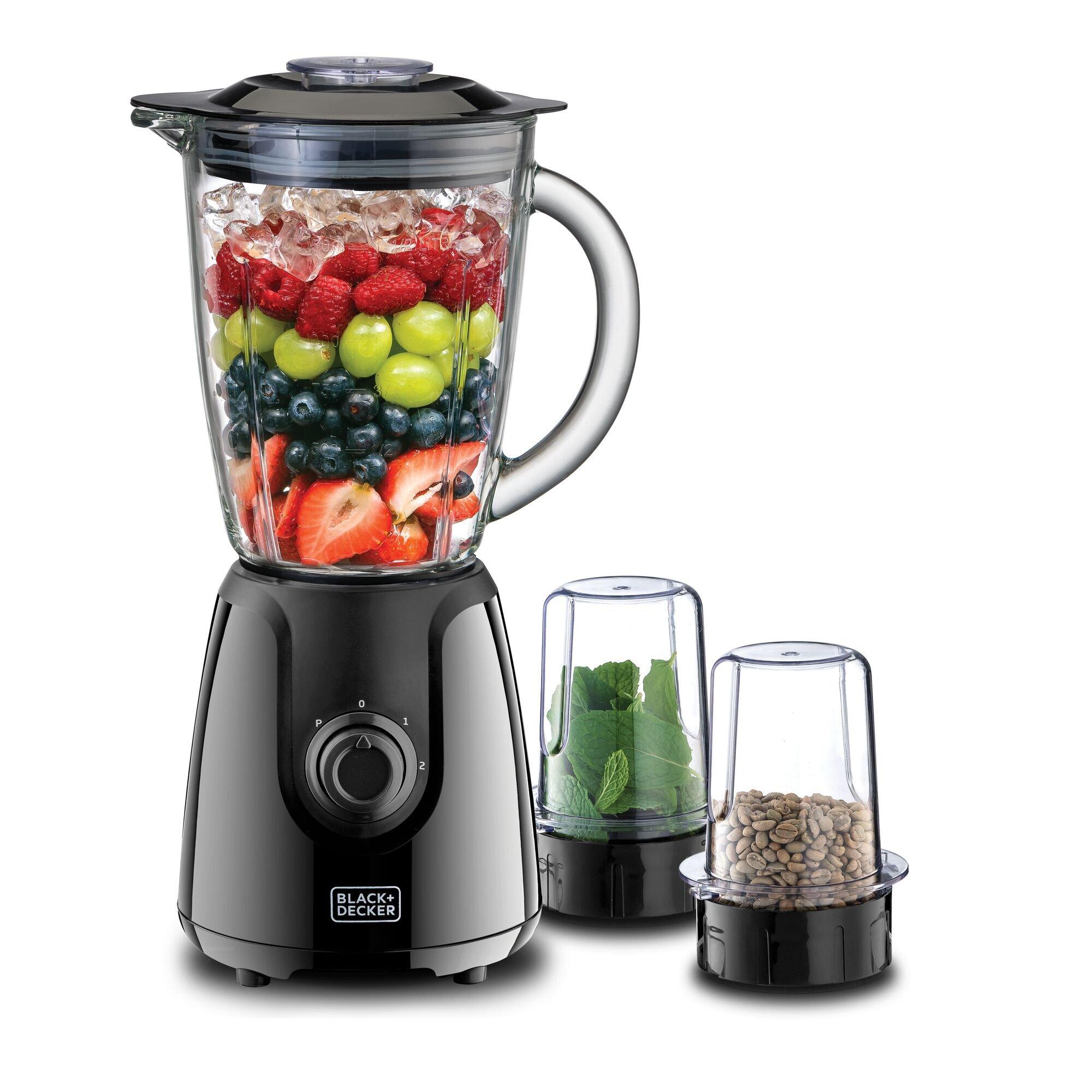 black+decker Black+decker Glass Blender 1 5l 400W , Material: Stainless Steel, Blender Type: Multi-Function, Jar Capacity (Liters): 1.5, Blade Material: Stainless Steel, Glass, No, 2, Blender, Black