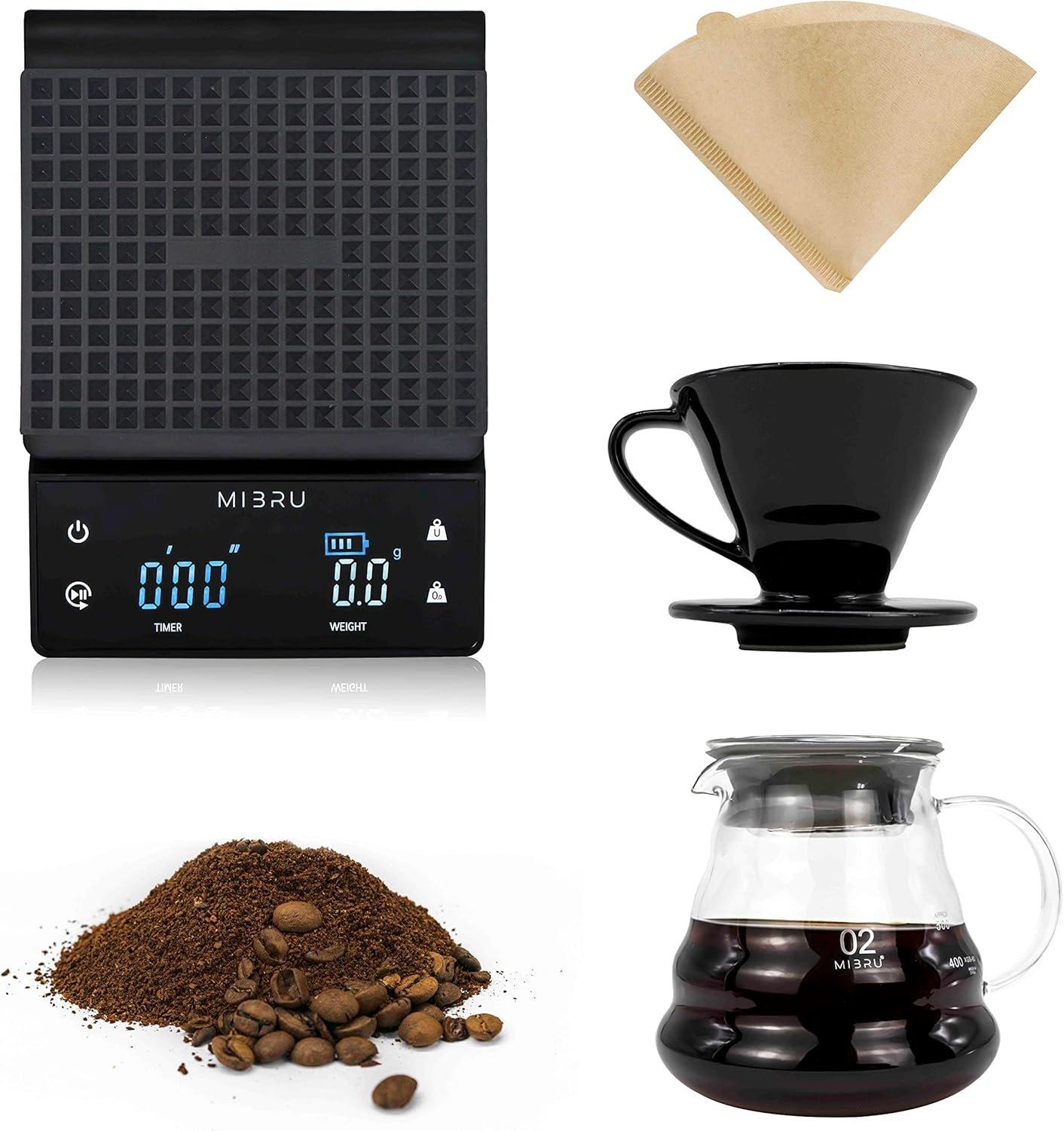 Mibru drip coffee maker set suitable for drip and filter coffee mibru drip brew set contains pieces to drip and filter coffee (v60 drip set 4 pcs)