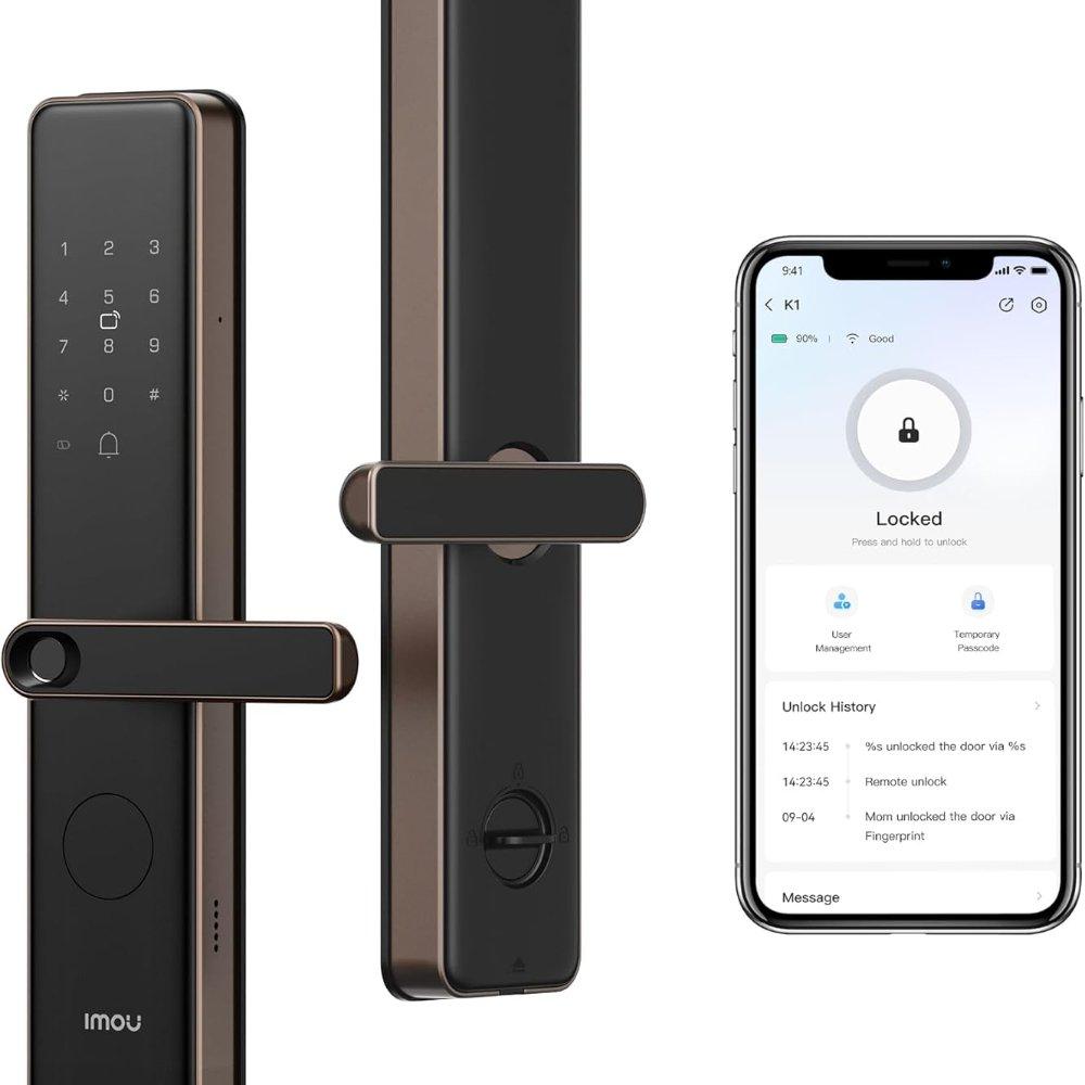 K1 smart door lock – mocha gold | 5-in-1 keyless entry (fingerprint ...