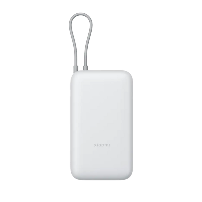 شاحن متنقل شاومي مع سلك مدمج بمنفذ usb-c ومنفذ usb بسعة 20000 مللي أمبير وبقوة 22.5 واط bhr9738gl - رمادي فاتح