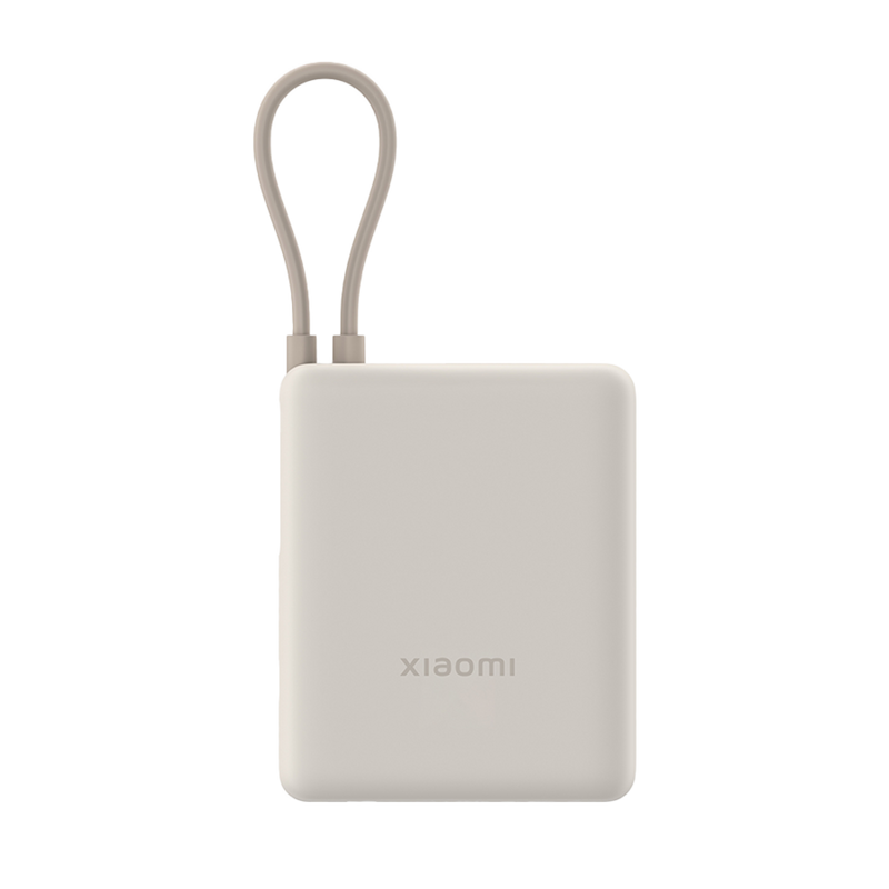 شاحن متنقل شاومي بمنفذ usb ومنفذ usb-c وسلك مدمج usb-c بسعة 10000 مللي أمبير وبقوة 33 واط bhr9333gl - بيج