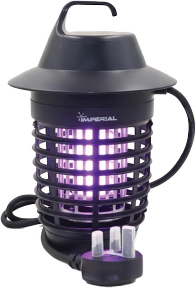 إمبريال مصباح صاعق حشرات كهربائي LED مزود بضوء الأشعة فوق البنفسجية، مصيدة قوية للبعوض والذباب للاستخدام الداخلي والخارجي تعمل بجهد 220–240 فولت، جهاز موفر للطاقة لمكافحة الحشرات بتصميم متين باللون ال