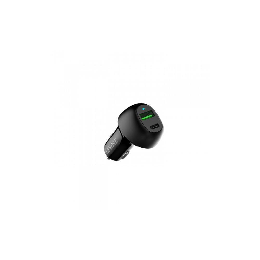 ليفور Levore Car Charger usb-c Pd usb-a QC3 black 48w