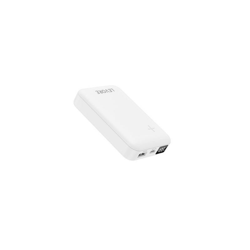 شاحن متنقل ليفوري بسعة 10000 ملي أمبير سريع منفذ pd ومنفذ usb - أبيض