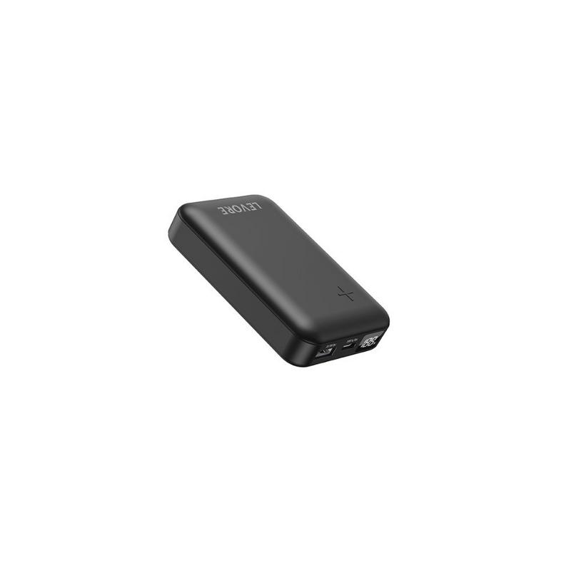 شاحن متنقل ليفوري بسعة 10000 ملي أمبير سريع منفذ pd ومنفذ usb - أسود