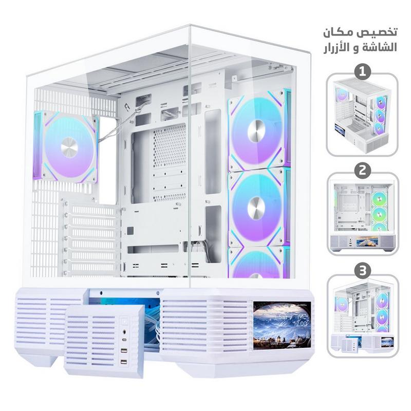 ثيرمو كيس بي سي احترافي ريباند rd04 زجاج مقوى atx ميد تاور مع 4 مراوح مقاس 120 ملم – لون أبيض