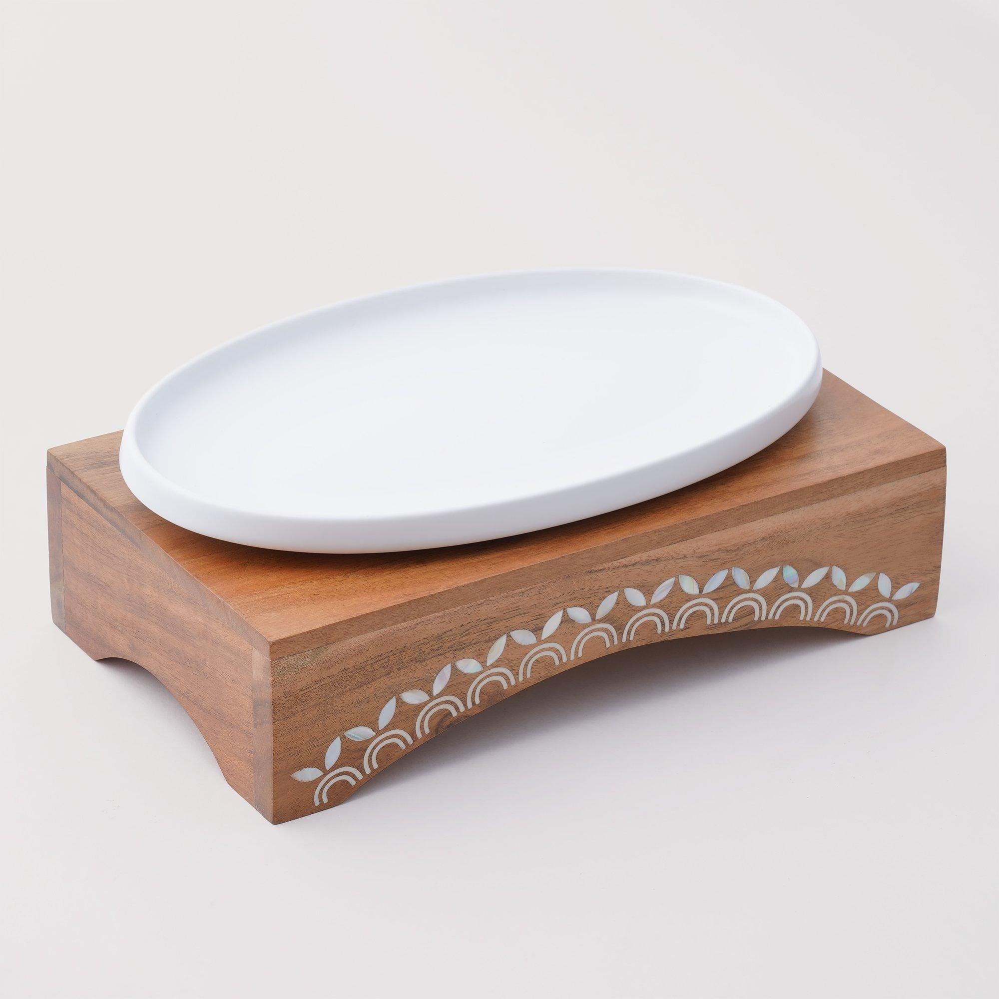 Pearl collection la mesa serving platter wood base, 35.5*20.5*11 cm - eXtra