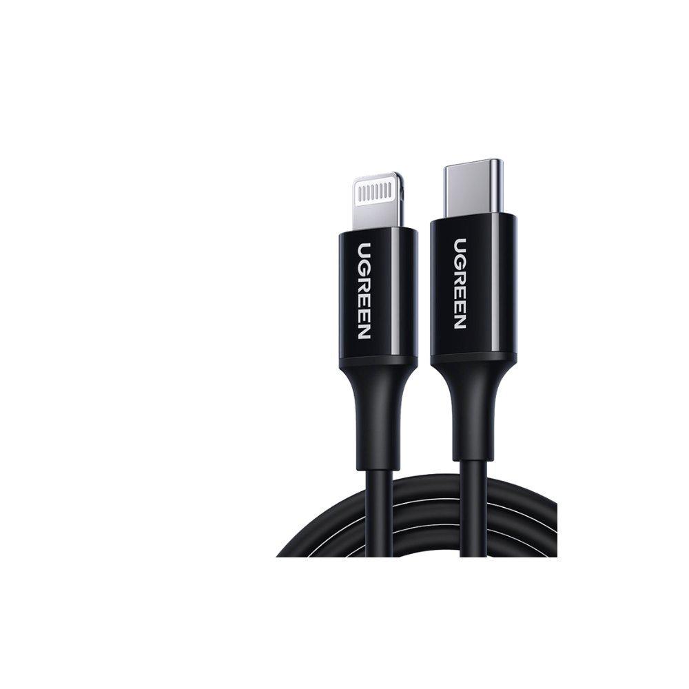 يوغرين يوجرين كابل USB-C إلى Lightning ذكر-ذكر بغطاء مطاطي 2 متر اللون: أسود