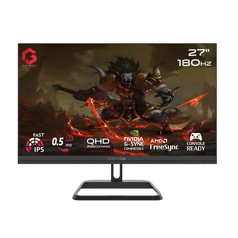 جيميون شاشة كمبيوتر للألعاب، مسطحة، 27 بوصة، دقة qhd، لوحة fast ips، أسود