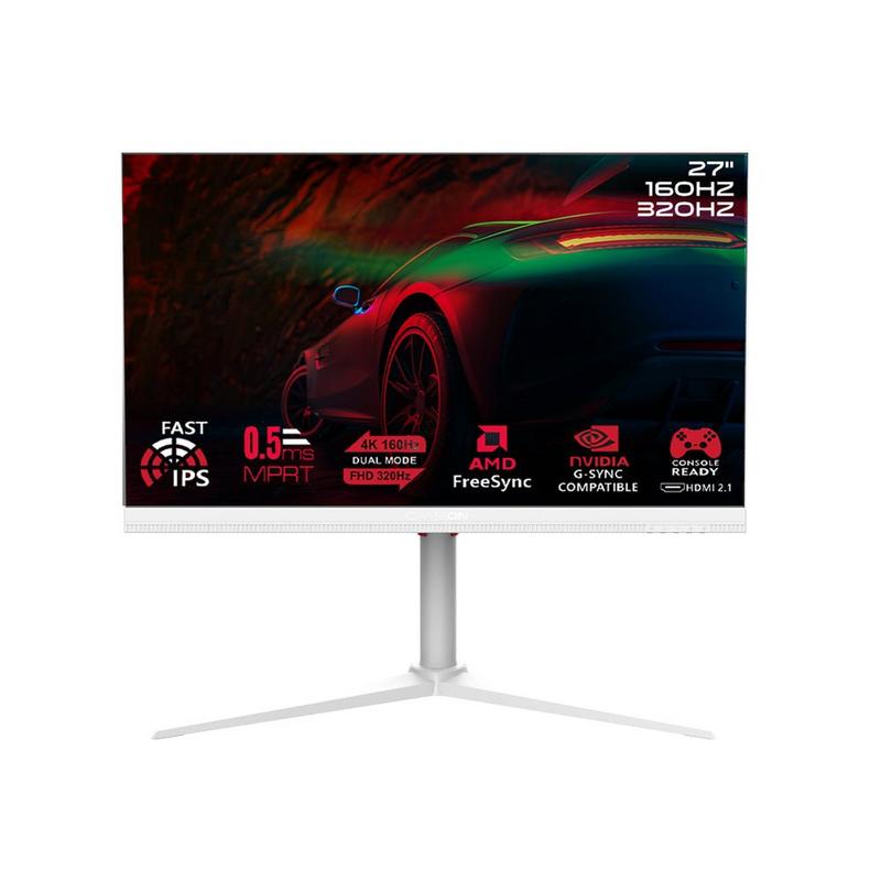 جيميون شاشة كمبيوتر للألعاب، مسطحة، 27 بوصة، دقة 4k uhd/fhd، لوحة fast ips، أبيض