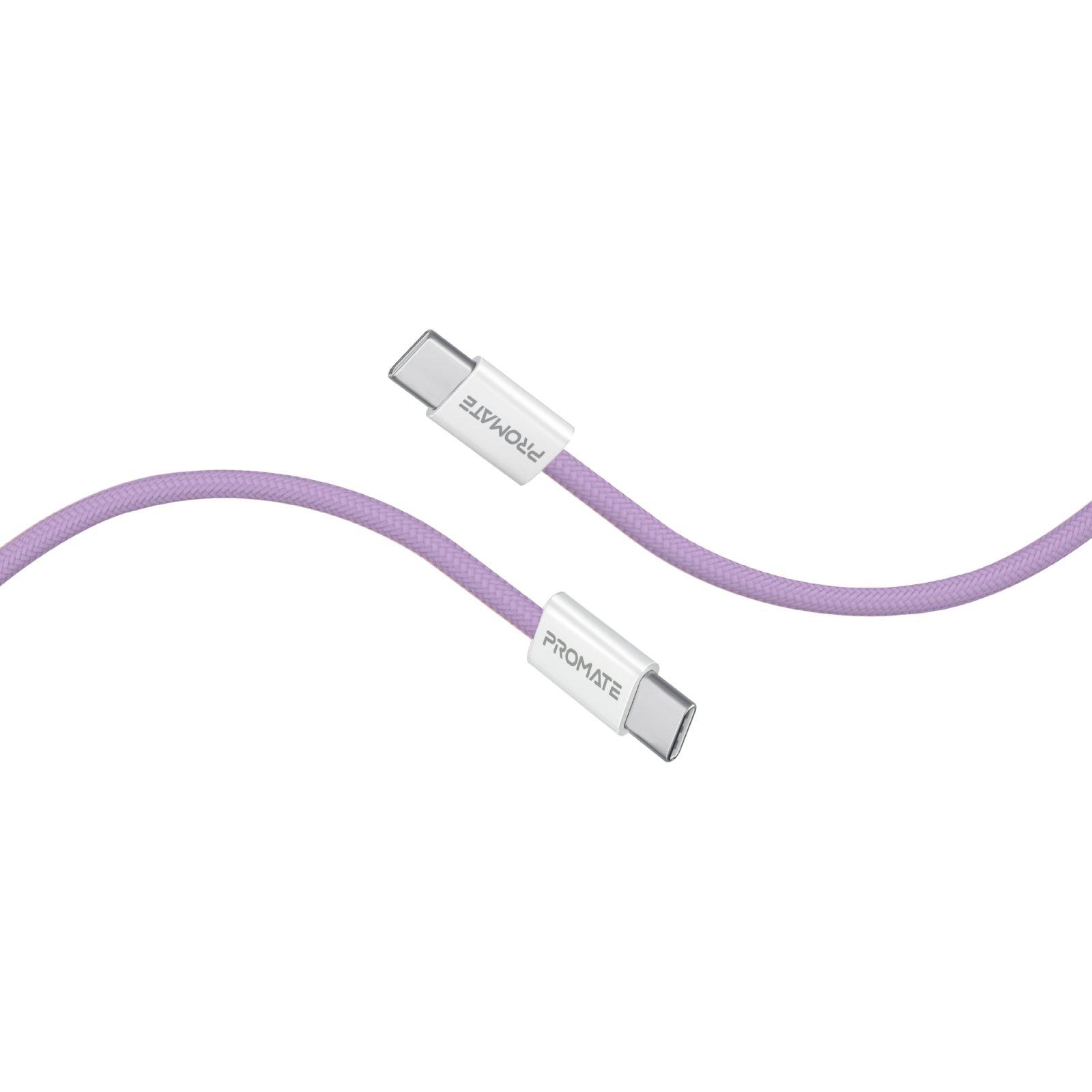 بروميت كابل شحن usb-c، كابل شحن مزامنة قوي من النوع c مع توصيل سريع للطاقة 60 وات، نقل بيانات 480 ميجابت في الثانية وسلك مجدول من النايلون بطول 120 سم
