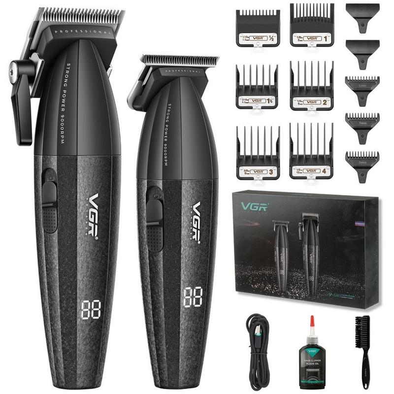 ماكينة حلاقة الشعر الاحترافية vgr 640-s2 للرجال، طقم ماكينة حلاقة وتشذيب لاسلكية، طقم قص الشعر بشفرة t بدون فجوات