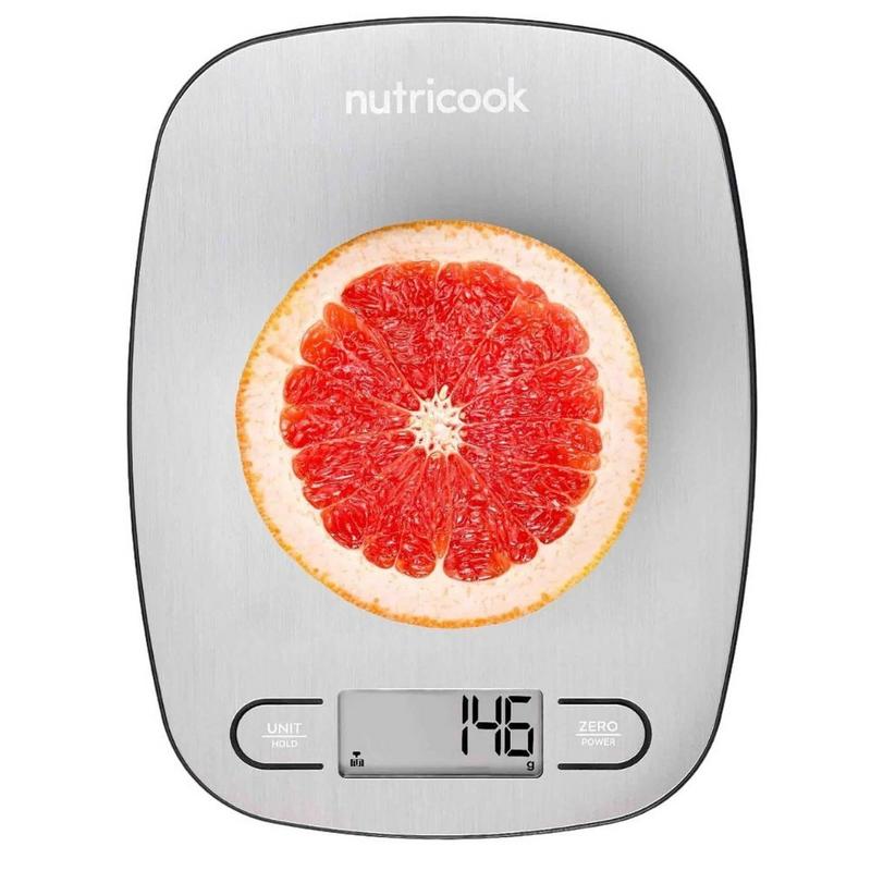 ميزان مطبخ رقمي نوتريكوك (nutricook) - سعة 5 كجم - ستانلس ستيل فضي - دقة عالية للطهي والخبز - ميزان طعام إلكتروني للمطبخ - تصميم أنيق ومتين