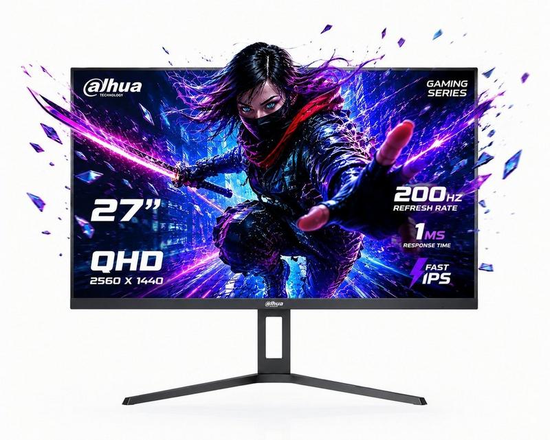 شاشة ألعاب ips مسطحة 27 بوصة qhd 2k، 200hz، 1ms، hdmi 2.1 ومتوافقة مع الكونسول
