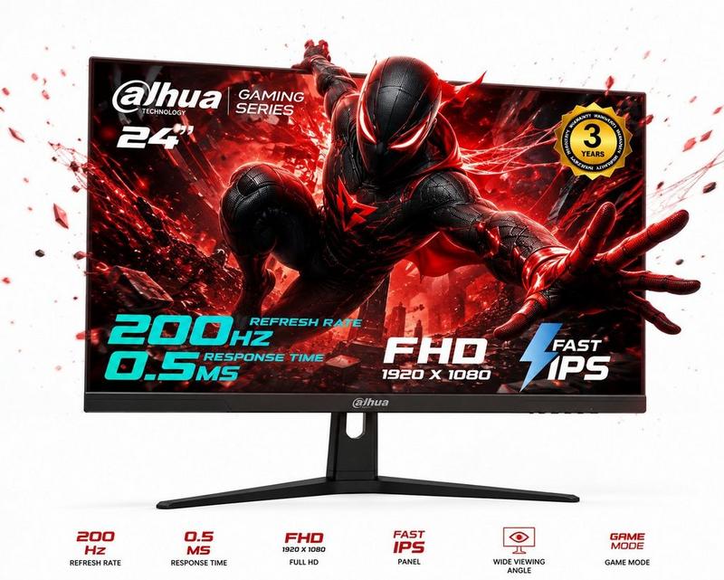 شاشة ألعاب 24 بوصة fhd، 200hz، ips، 0.5ms، fast ips led، hdmi وvga
