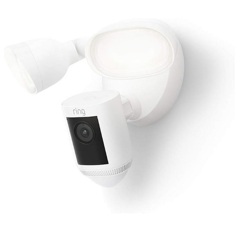 كاميرا مراقبة ring floodlight cam wired pro - فيديو 2k hd مع ring vision - استشعار حركة ثلاثي الأبعاد - مشهد عين الطائر - صافرة إنذار - بديل احترافي لأنظمة cctv