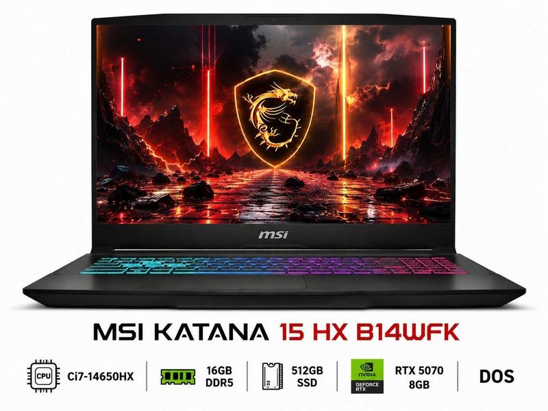 إم إس آي كاتانا 15، كور آي 7، 16 جيجا، 512 جيجا،دوس (بدون ويندوز) آر تي إكس 5070، شاشة 15.6 بوصة.