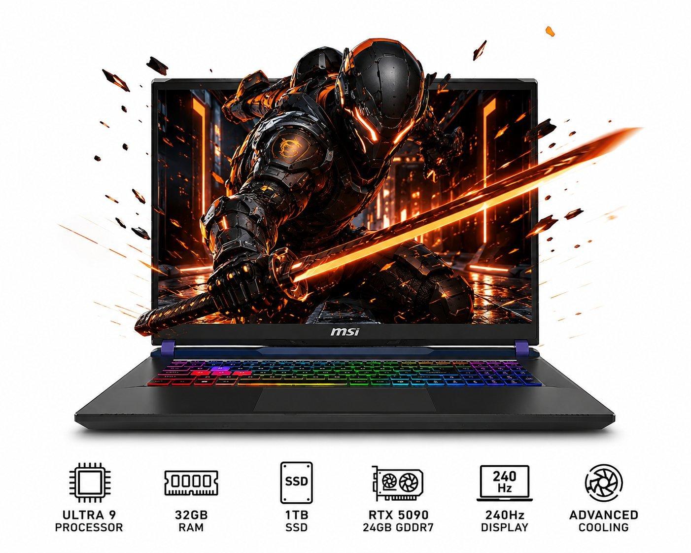 MSI MSI Vector 17 Hx Ai 1000GB 32GB 17 inch , Operating System: DOS, Processor Type: Intel Core i7, RAMSIZE: 32, Screen Size: 17, Total Storage Capacity: 1, Touchscreen: No, Display Resolution: 2560x1440 (QHD), 240, Gaming