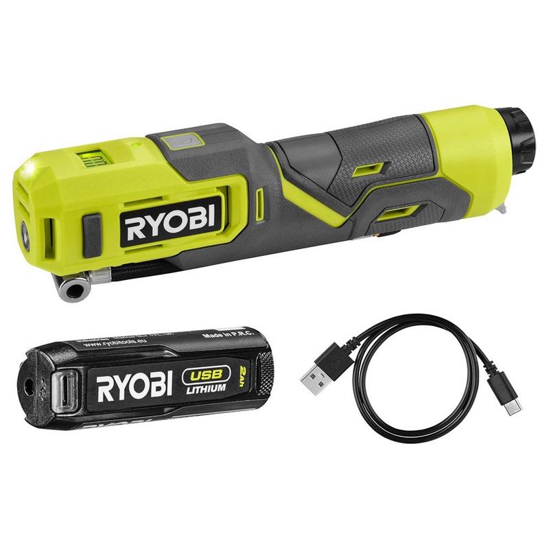 منفاخ هواء لاسلكي ريوبي ri4-0، 4 فولت usb lithium+، مع بطارية rb4l30 ‏4 فولت usb lithium+ مزودة بمؤشر مستوى الشحن
