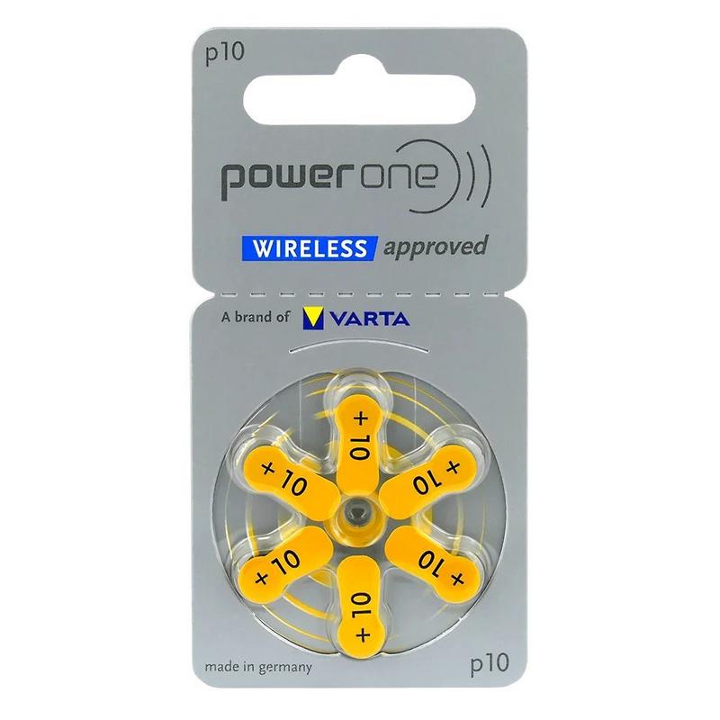 بطاريات سماعات الأذن الطبية باور ون من فارتا (power one varta 10) مقاس 10 - شريط من 6 قطع - تقنية الزنك والهواء (zinc-air) لأداء نقي وطويل الأمد