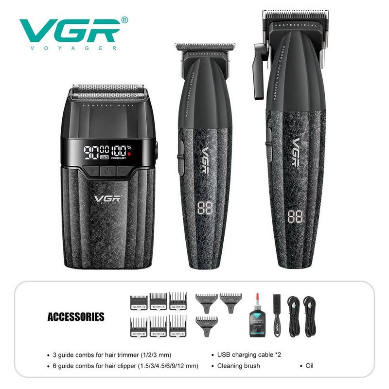 طقم قص الشعر الاحترافي vgr 640-s3 ثلاثي الوظائف