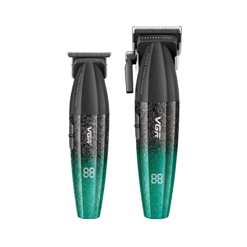Vgr 640-s2 professional hair clippers for men, cordless barber clippers and trimmers set, zero gap t-blade hair cutting kit 1