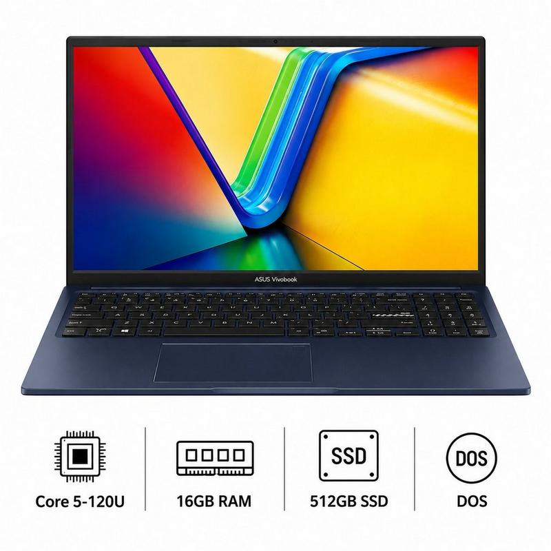 لابتوب أسوس فيفوبوك، كور 5، رام 16 جيجابايت، إس إس دي 512 جيجابايت، ازرق،دوس (بدون ويندوز)