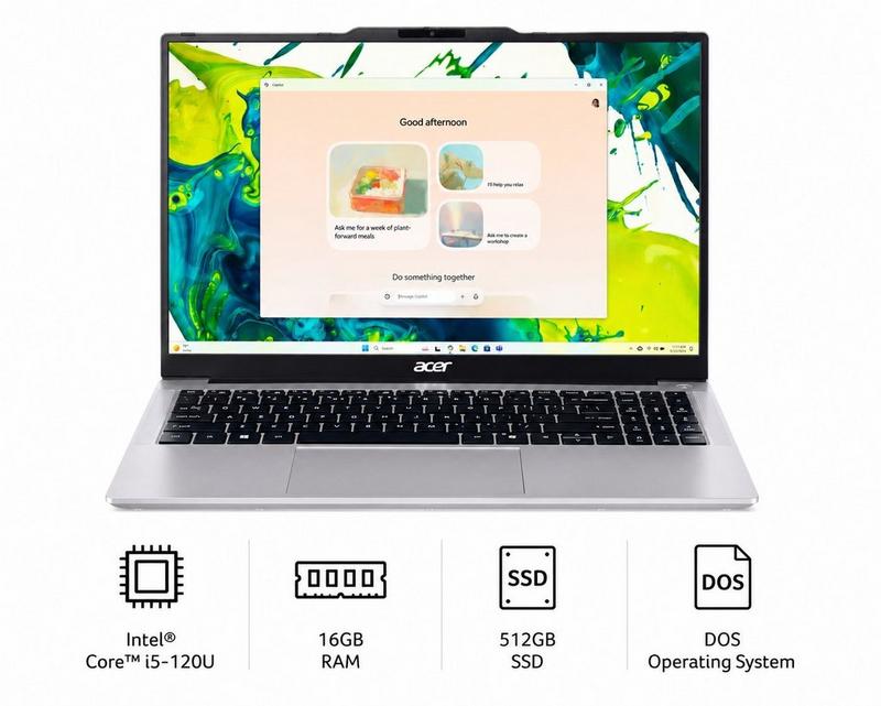 لابتوب أيسر أسباير لايت، كور 5، رام 16 جيجابايت، إس إس دي 512 جيجابايت، شاشة 15.6 بوصة، دوس(بدون ويندوز).