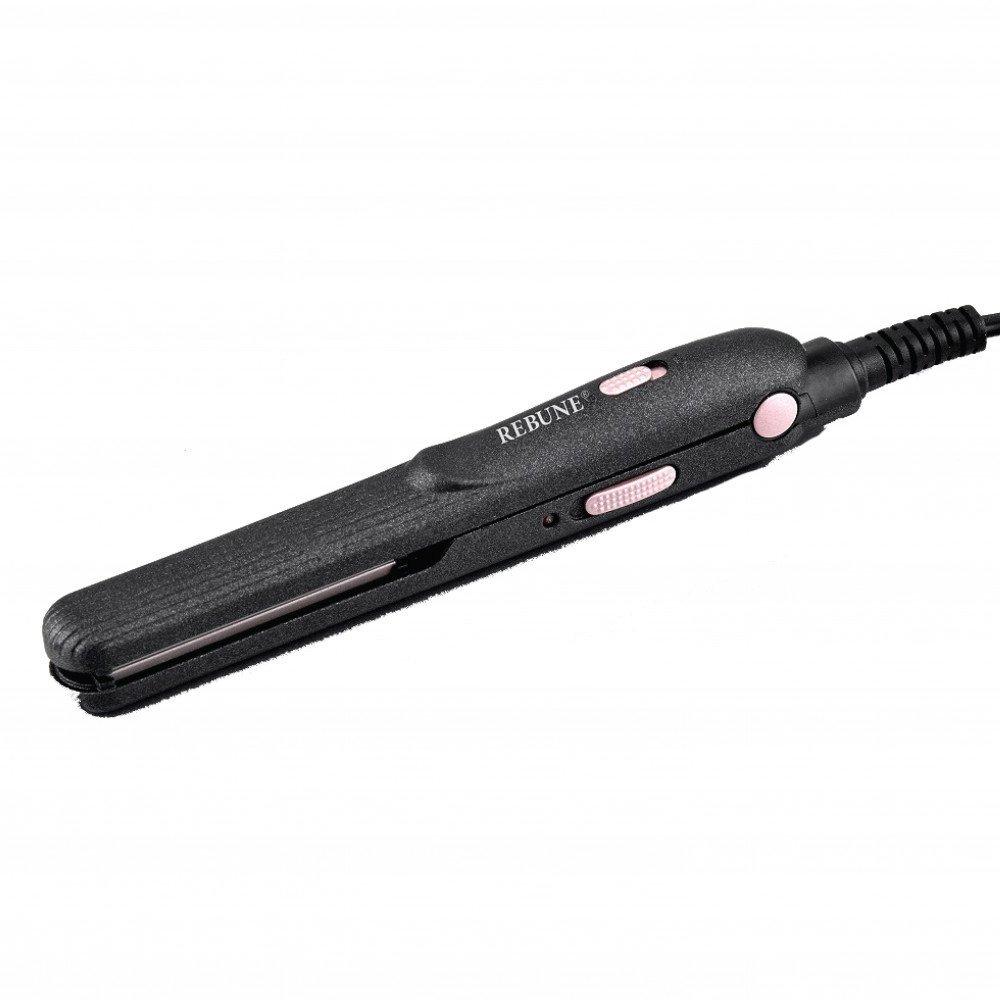 Rebune re-2077 portable mini tourmaline ceramic hair straightener - compact travel flat iron for touch-ups, bangs & on-the-go styling with dual voltage 1