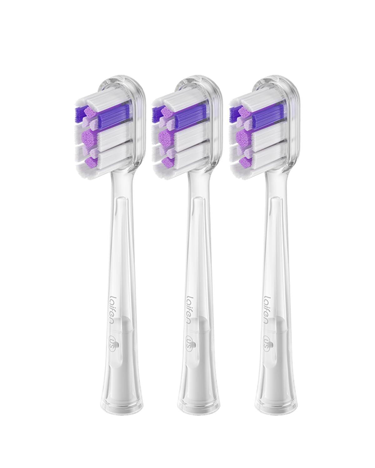 لايفن LAIFEN Three Brush Heads Replacements Transparent Gum Care Soft Gentle Bristles For Sen