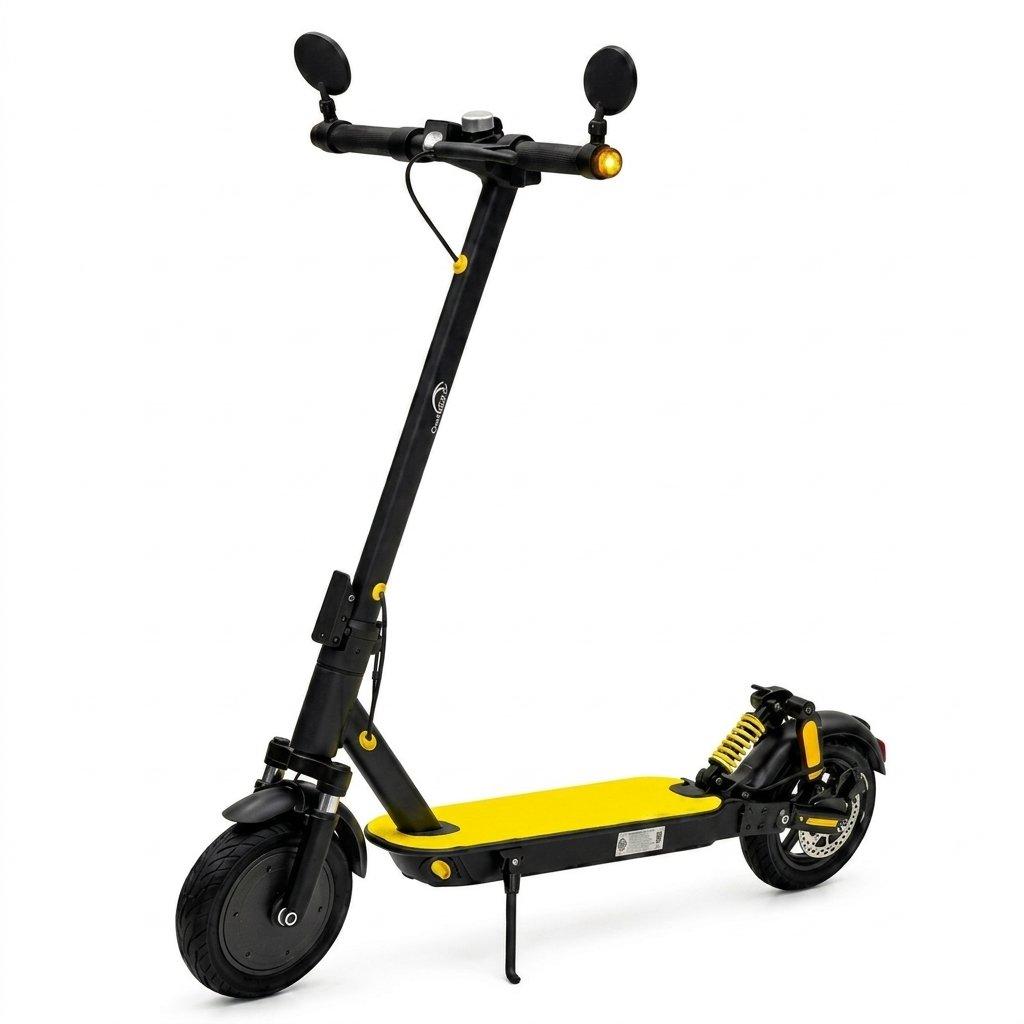 Smart electric scooter with 350w motor & 10-inch off-road tires – equipped with hydraulic shock absorbers, bluetooth speakers & side mirrors for a premium ride 1