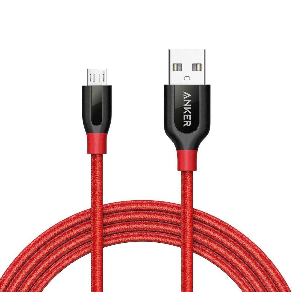أنكر Anker powerline+ Micro Usb Cable 6ft red