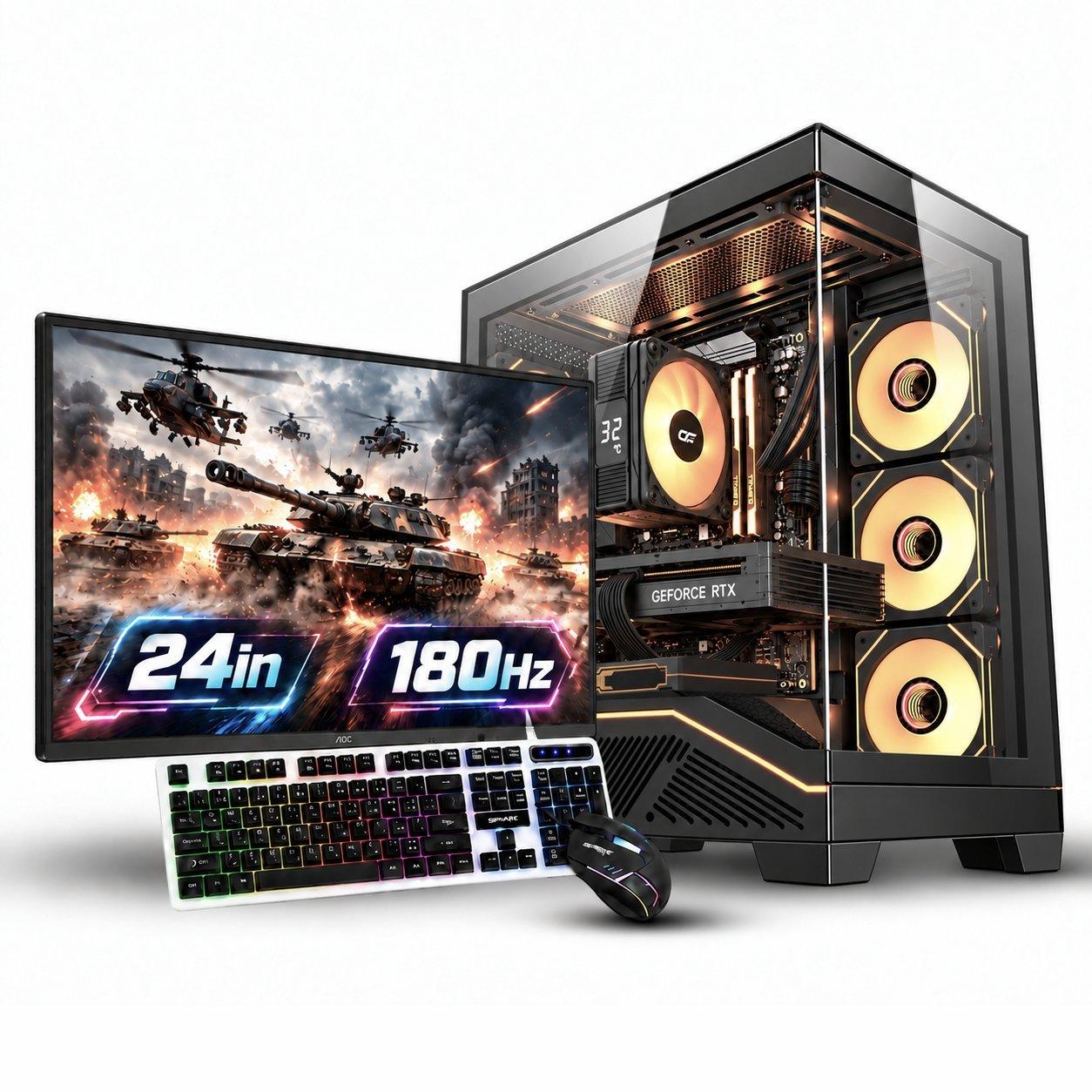 سعودي قيمرز سعودي قيمرز كمبيوتر مكتبي مدمج i5-14400F RTX 5060 16 جيجابايت رام 1 تيرابايت SSD شاشة 24 بوصة